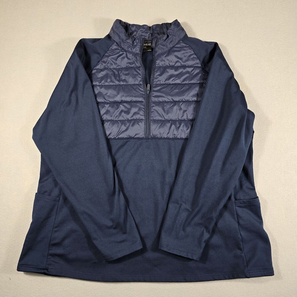 32 Degrees Heat Women's Jacket 1/2 Zip Pullover 2XL Navy Puffed Mock Neck
